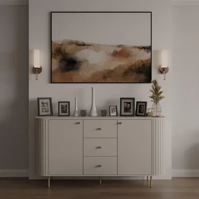 Produktbild von Ovalio Sideboard Typ 823 Kommode 164 cm Wohnzimmer Esszimmer Anrichte Modern Farbwahl Sandbeige, Cremona-Eiche und Dunin-Eiche