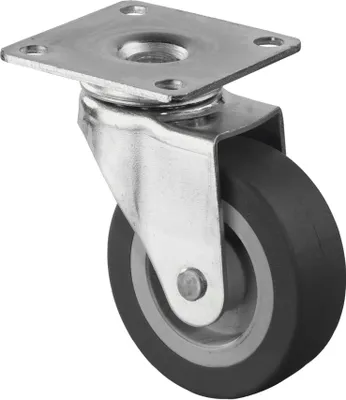 Produktbild von BS Rollen Lenkrolle Durchmesser 50mm Bauhöhe 68mm Gummirad schwarz für harte Böden - F26.051