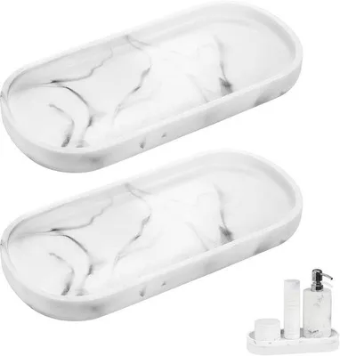 Produktbild von Elegante Ovalmarmer-Schalen für verschiedene Aufbewahrungsbedürfnisse im Haus, Set aus 2 Stücken