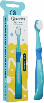 Image de brosse à dents öko Kids 3+ 9240 poils bleu Nordics 1 pc