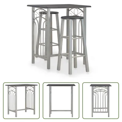 Produktbild von The Living Store 3-tlg. Bar-Set Holz und Stahl Schwarz