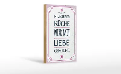 Produktbild von Holzschild  In unserer Küche wird mit Liebe gekocht, 30 x 20 cm, Holzschilder Spruch