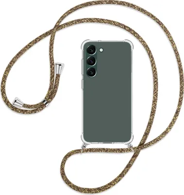 Produktbild von Handykette Backcover-Schutzhülle mit Band (Metall silberfarben) für Samsung Galaxy S23 Plus - braun+beige