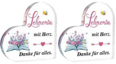 Image de Cadeau pour une professeure : décorations en acrylique en forme de cœur, lot de 2, 10 cm x 10 cm