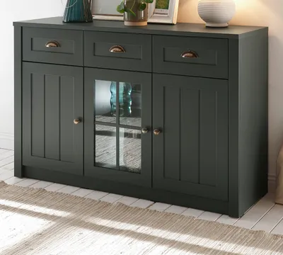 Produktbild von Sideboard "Forres" grün Landhaus Kommode mit Stauraum 130 x 86 cm