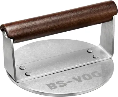 Produktbild von Heavy Burger Presse, 15 cm, Stahl Burger Smasher, fuer BBQ, mit Holzgriff, 710 g
