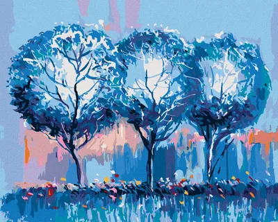 Produktbild von Zuty - Malen nach Zahlen - BLAUE BÄUME, 40x50 cm, ohne Keilrahmen