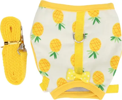 Zdjęcie produktu dla Mini -pets kamizelka szelki i smycz regulowana dla świnek morskich - ubranko żółty ananas