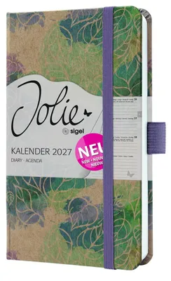 Immagine prodotto di Calendario settimanale Jolie 2027, formato A6 circa, marrone, viola, verde, blu