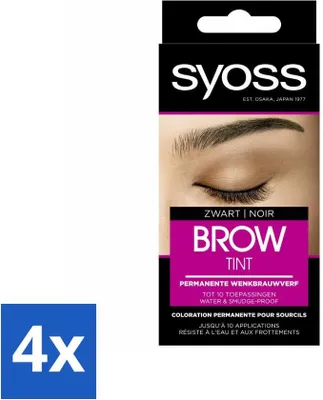 Produktbild von SYOSS – Brow Tint Black – Augenbrauenfarbe – Langanhaltende Farbe – Bis zu 10 Anwendungen - Vorteilspack - 4 Stücke