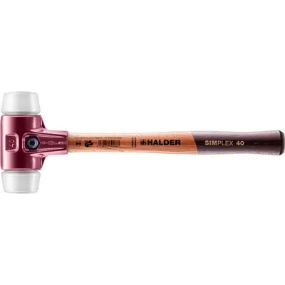 Produktbild von Halder Schonhammer Durchmesser 40mm 610g Simplex mit Holzstiel Super-Kunststoff weiß - 3007040