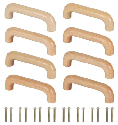Productafbeelding van Solidchoice - Houten Meubelgrepen voor Keukenkasten, 8 Stuks