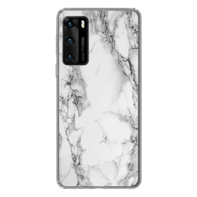Produktbild von MuchoWow® Handyhülle Schutzhülle Hülle für Huawei P40 Marmor - Stein - Weiß - Grau - Schwarz - Marmoroptik Silikon Softcase Handy Hülle - Handytasche