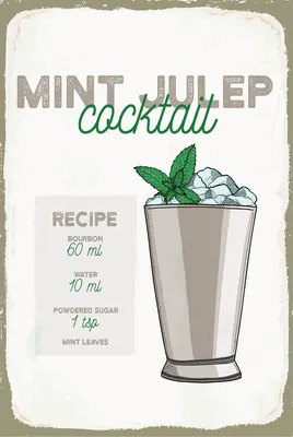 Produktbild von vianmo Holzschild 18x12 cm Mint Julep Cocktail Recipe