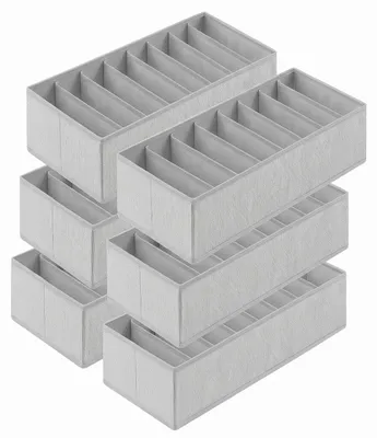 Produktbild von Aufbewahrungsbox Aufbewahrungsboxen für Schubladen Faltbare Stoffboxen aus Vliesstoff 6 St 22x51x11cm je 8 Fächer für Unterwäsche Socken Krawatten