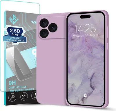 Produktbild von Hülle für Apple iPhone 17 Pro Max mit 9H Displayglas Displayschutz Plus Case Cover Bumper Silikon Softgrip Schutzhülle Farbe: Lila