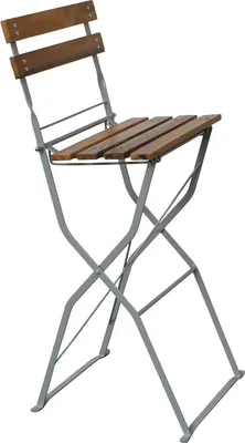 A single folding bar stool with wooden slats and a metal frame, shown against a white background.