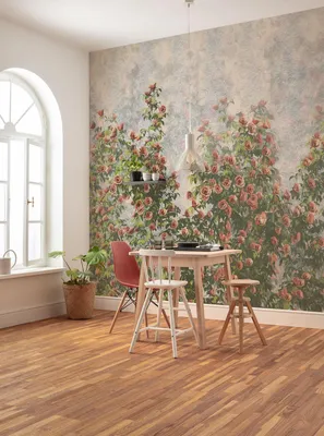 Produktbild von Komar Vlies Fototapete - Wall Roses - Größe: 300 x 250 cm (Breite x Höhe) - 6 Bahnen, Wohnzimmer, Schlafzimmer, Tapete