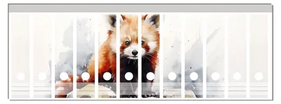 Produktbild von Wallario Ordnerrücken Sticker, selbstklebend für breite Ordner, 12 Stück, Motiv Neugieriger Rotpanda