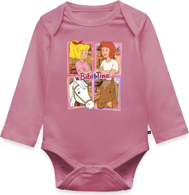 Produktbild von Spreadshirt Bibi Und Tina Mit Amadeus Und Sabrina Kachelmotiv Tages Baby Body Langarm, 56 (0-2 M.), Mauve