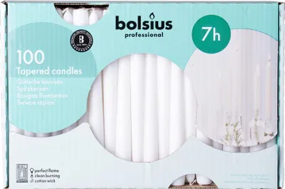 Immagine prodotto di Bolsius Candele coniche bianco RAL 100 pz