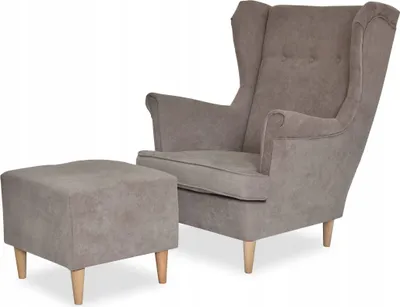 Produktbild von Family Meble Ohrensessel mit Hocker Ari Relaxsessel Skandinavisch Loungesessel Fernsehsessel Für Wohnzimmer Esszimmer Schlafzimmer Büro (EN 03)