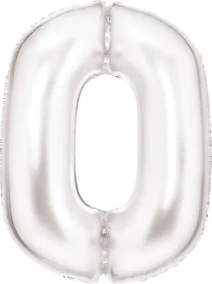 Zdjęcie produktu dla Balon Foliowy Cyfra 0 Satynowa Biała 86Cm