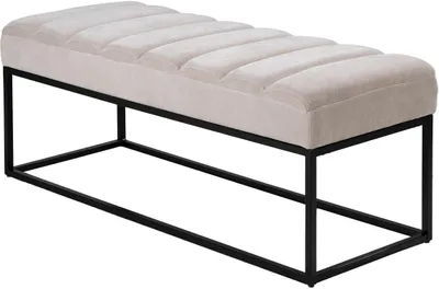 Produktbild von Sitzbank - 120 x 44 cm - Beige - Schwarz - Webstoff - Metallgestell