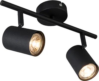 Produktbild von QAZQA - Modern IndustrieSpot I Spotlight I Deckenspot I Deckenstrahler I Strahler I Lampe I Leuchte schwarz kippbar - Jeana 2-flammig I Wohnzimmer I Schlafzimmer - Stahl Länglich - LED geeignet GU10