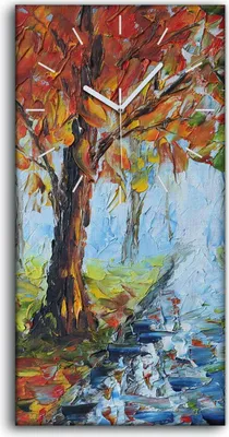 Produktbild von Wandbild Leinwand Bilder Wanduhr 30x60 Landschaft Regen in Herbstpark Malerei - weiße Hände