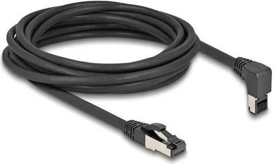 Produktbild von Delock RJ45 Netzwerkkabel Cat.8.1 S/FTP 90 grad oben gewinkelt / gerade 5 m schwarz