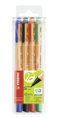 Obrázok produktu pre Pero s jemným hrotom STABILO GREENpoint 6088/4 0,8 mm, rôzne 4 ks/balenie.