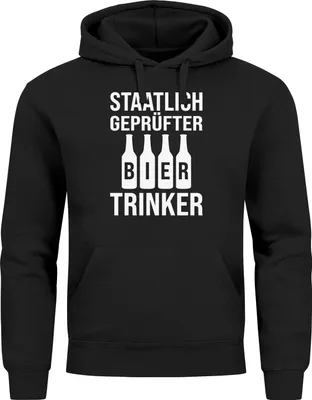 Produktbild von Hoodie Herren für das  Staatlich er Biertrinker Ersatz Tracht Pullover Volksfest Bierfest Outfit Spruch Lustig Moonworks®