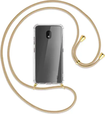 Produktbild von Handykette Backcover-Schutzhülle mit Band (Metall goldfarben) für Nokia 2.2 - caramel