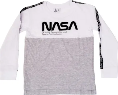 Produktbild von NASA Langarm-T-Shirt für Jungen | 100% Baumwolle | weiß-grau 134
