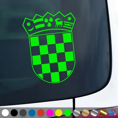 Produktbild von PantherPixel Kroatien Aufkleber Wappen Croatia Hrvatska Sticker Auto Geschenkidee Farbe Neon-Grün