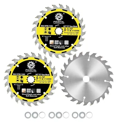 Obrázok produktu pre Kružná píla, kotúč na drevo, 140 mm x 20 mm, 24 zubov, 3 kusy, vhodný na drevotriesku, lamino a plasty