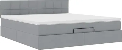 Produktbild von Ottoman-Bett mit Matratze Hellgrau 180x200 cm Stoff