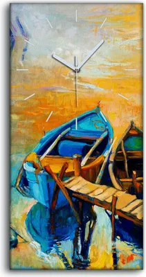 Produktbild von Wandkunst Leinwand Bild Uhr Geräuschlos Kunstdruck 30x60 Meer Sonnenuntergang - weiße Hände