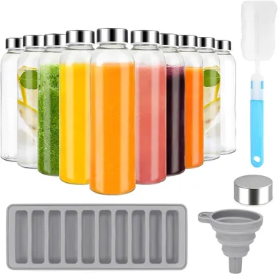 Obrázok produktu pre TRANKIELO® - 10 sklenených fliaš s viečkom z nehrdzavejúcej ocele - objem 540 ml, opakovane použiteľné - bez obsahu BPA - ideálne na nápoje