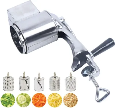 Produktbild von Manuelle Trommelreibe und Nussmühle aus Edelstahl mit 5 Trommeln