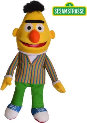 A plush toy of the character Bert from Sesamstraße.