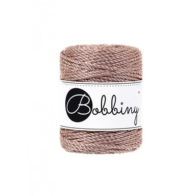 Produktbild von Bobbiny 3PLY Macramé Rope 3 mm 50 m Metallic Rose Gold Schnur