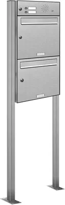 Produktbild von 2er V2A Edelstahl Briefkasten Standanlage Freistehend mit Klingel
