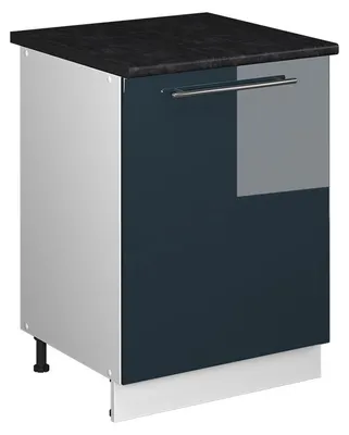 Produktbild von Spülenunterschrank Vicco Fame-Line Dunkelblau Hochglanz/Weiß 60 cm, Model 62204