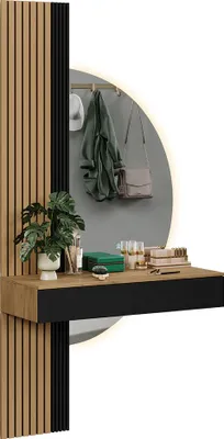 Produktbild von Vicco Schminktisch Melina, 100 cm mit LED-Spiegel, Eiche/Schwarz