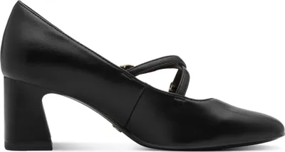 Produktbild von Tamaris Damen Riemchenpumps zwei gekreuzte Riemen und Karree Spitze 1-22412-46, Größe:39 EU, Farbe:Schwarz