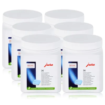 Produktbild von Jura Entkalkungstabletten 36 Tabletten in der Dose - Phosphatfrei (6er Pack)