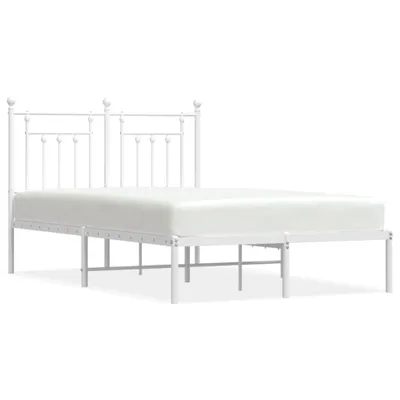 Image de vidaXL Cadre de lit avec tête de lit en métal blanc 120x200 cm