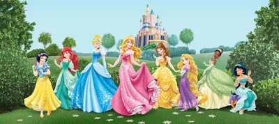 Obrázek produktu pro Plakát Disney Princezny zelené, modré a růžové - 600873 - 202 x 90 cm